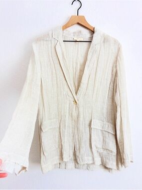 Eileen Fisher Oatmeal Linen Coastal Light Jacket